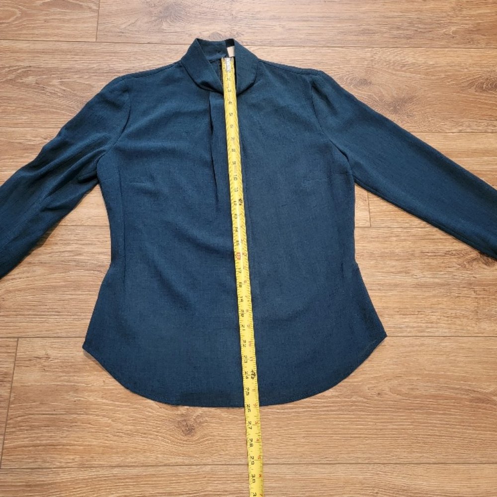 CEFINN Teal Blue Mock Neck Career Office Top Blouse - Size 10 Kate Middleton - Picture 12 of 16